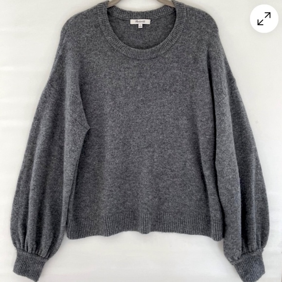 Madewell Alpaca Wool Blend Balloon Sleeve Sweater S Monochrome Capsule Wardrobe - Picture 1 of 11